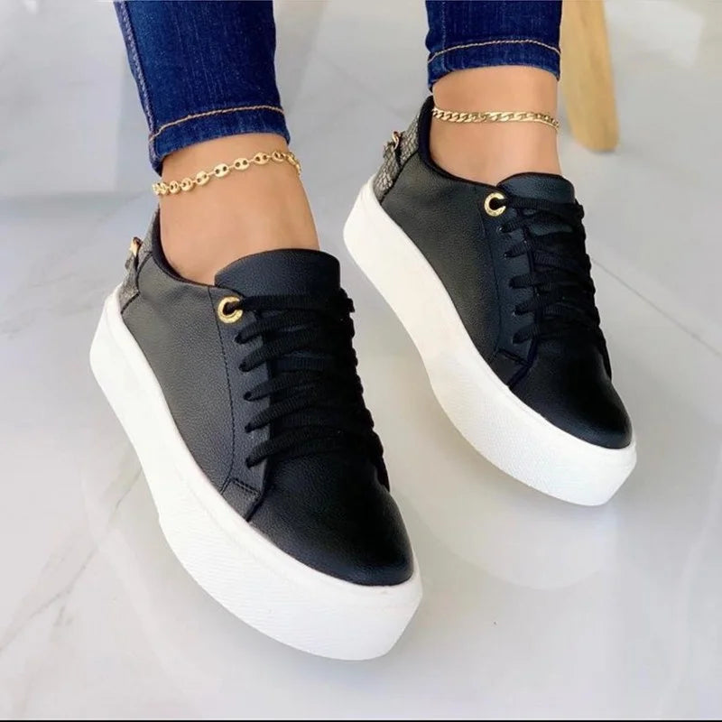 Summer Women Designer Shoes Flat Female 2023 Spring Autumn Metal White Ladies Casual Chunky Sneakers Platforms Fashion Sneaker