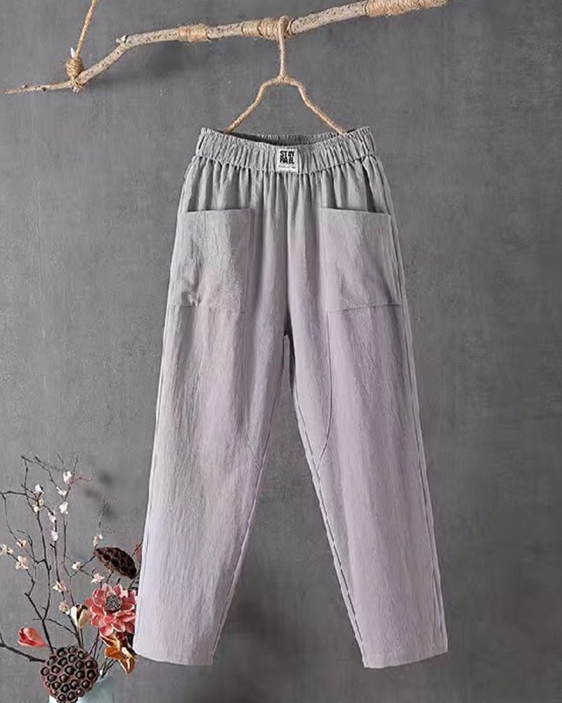 Ariella | Cotton and Linen High - Waisted Pants - MORI