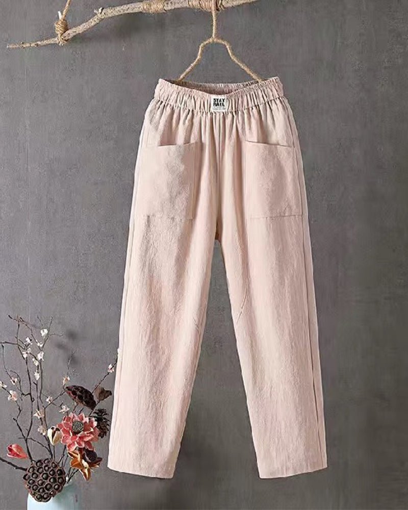 Ariella | Cotton and Linen High - Waisted Pants - MORI