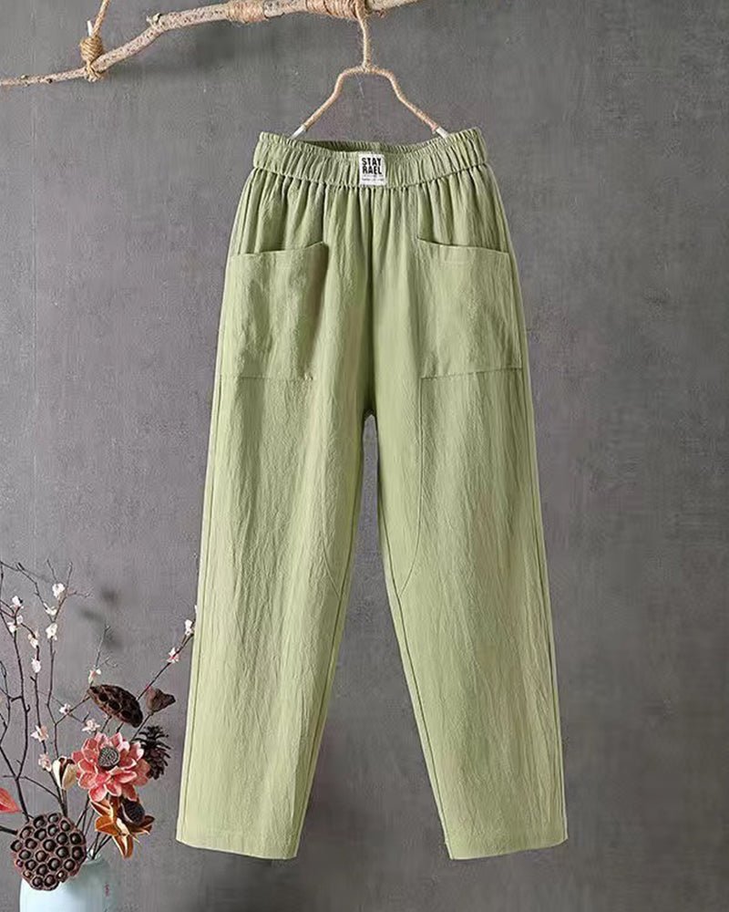 Ariella | Cotton and Linen High - Waisted Pants - MORI