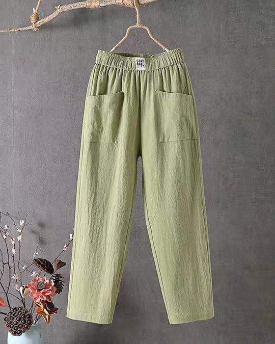 Ariella | Cotton and Linen High - Waisted Pants - MORI