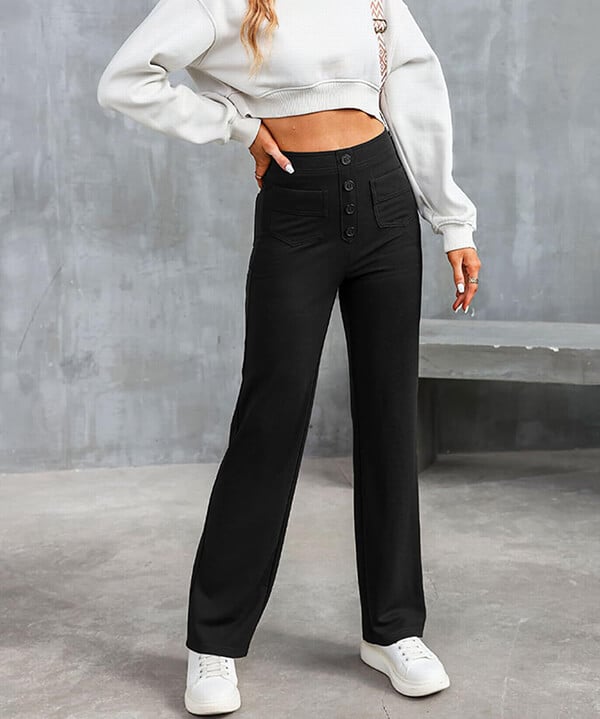 Lea | High-Waisted Elastische Casual Pants - MORI