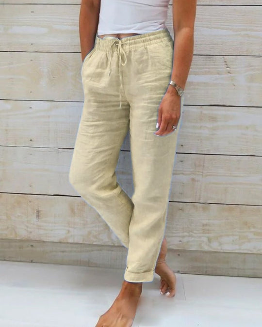 Monica | Trousers with Elastic Waistband made of Cotton and Linen - MORI