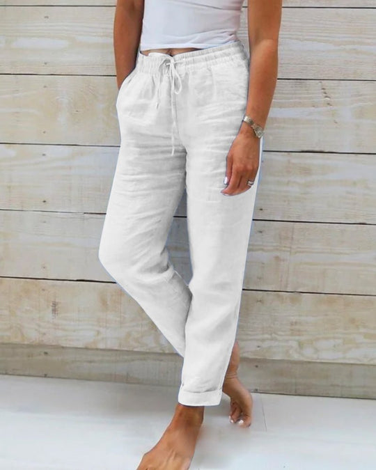 Monica | Trousers with Elastic Waistband made of Cotton and Linen - MORI