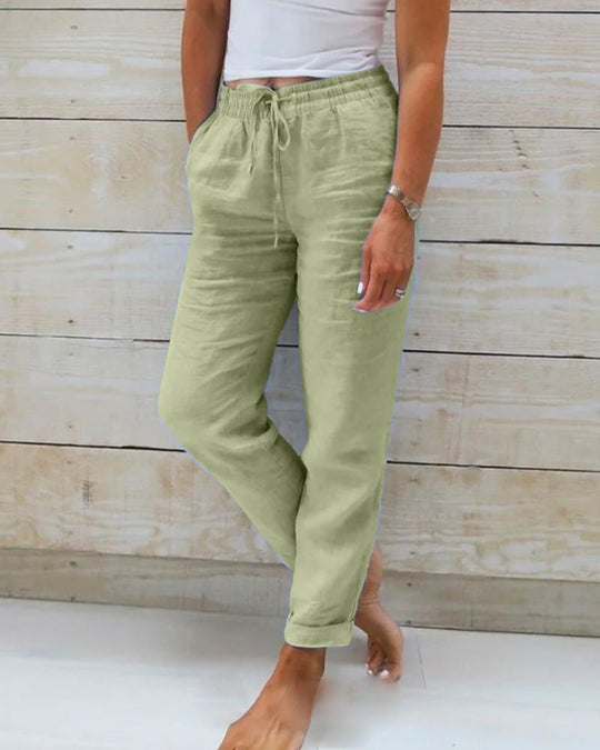 Monica | Trousers with Elastic Waistband made of Cotton and Linen - MORI